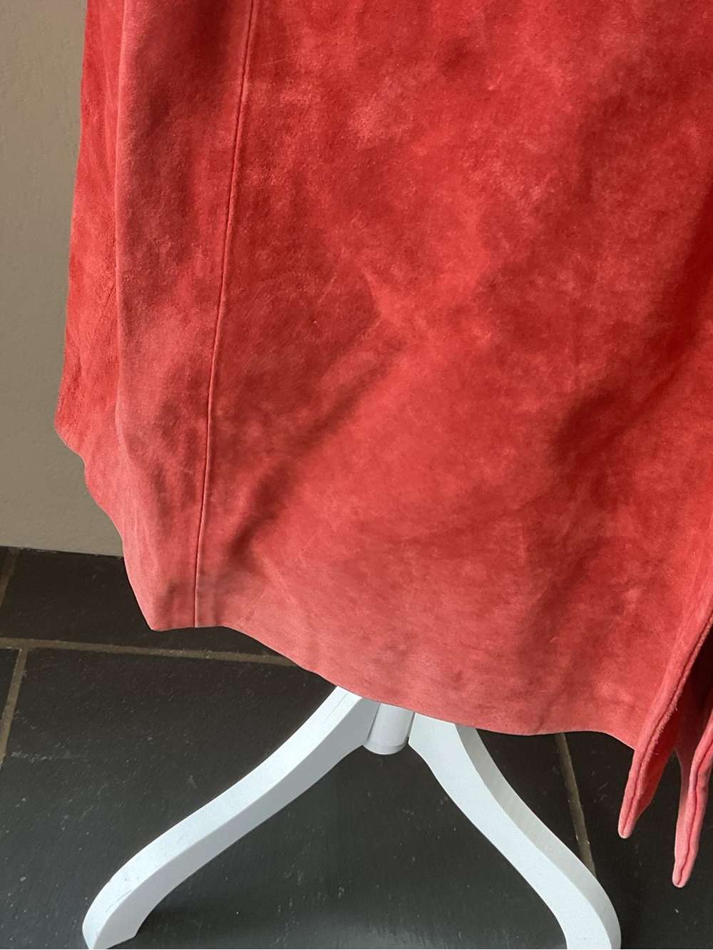 Vintage Bernardo Red Suede Leather Trench Coat Jacket 1X Plus Y2K 90s Long - Picture 3 of 10